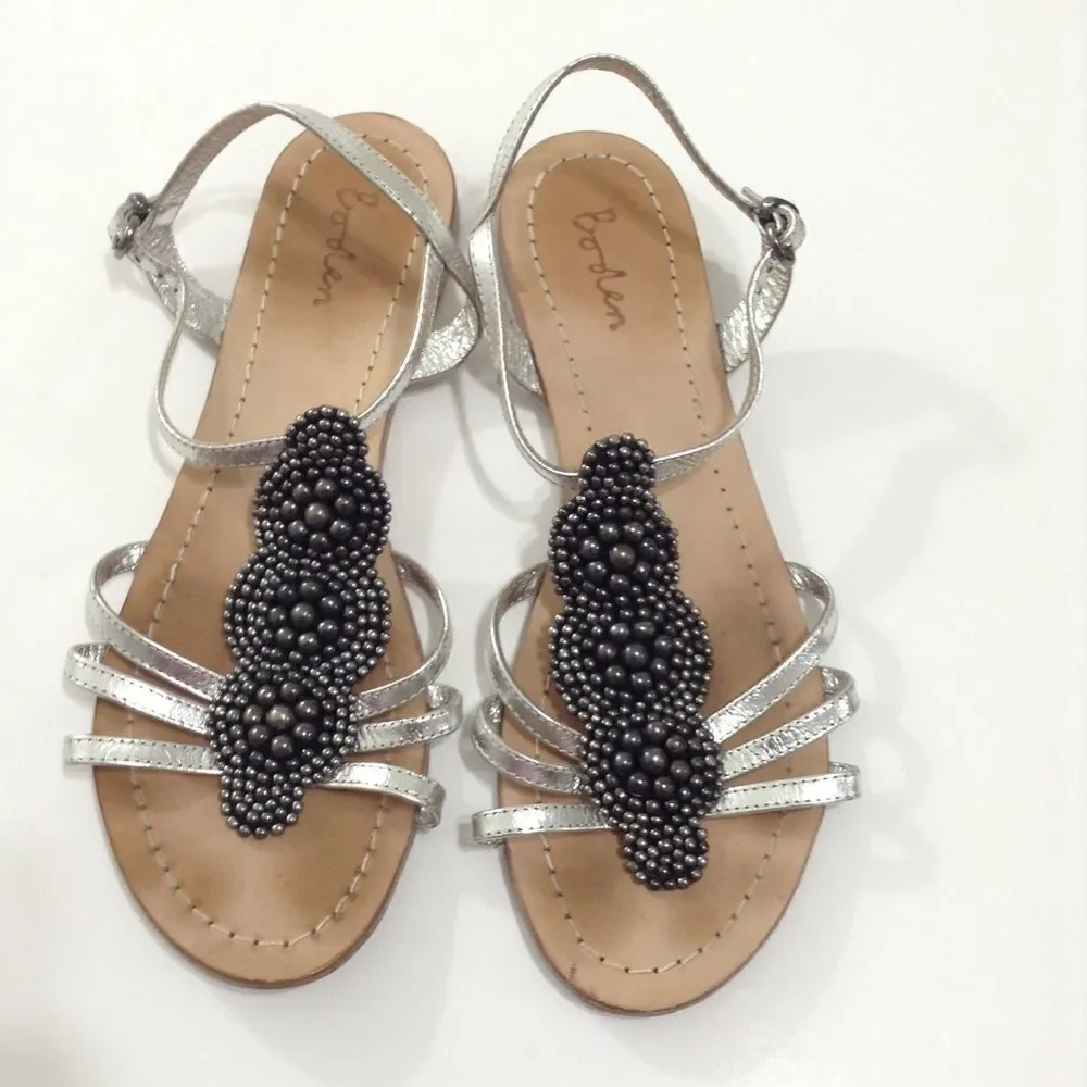 Boden Ankle Strap Gunmetal Bead Sandals Size 41